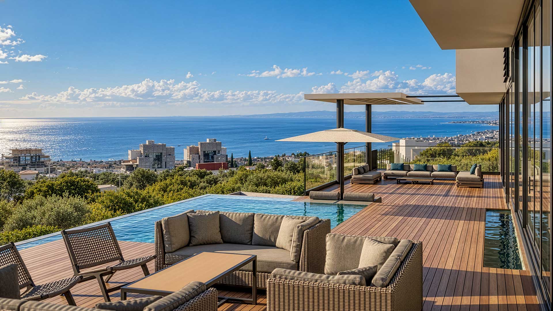hillside villa overlooking sea