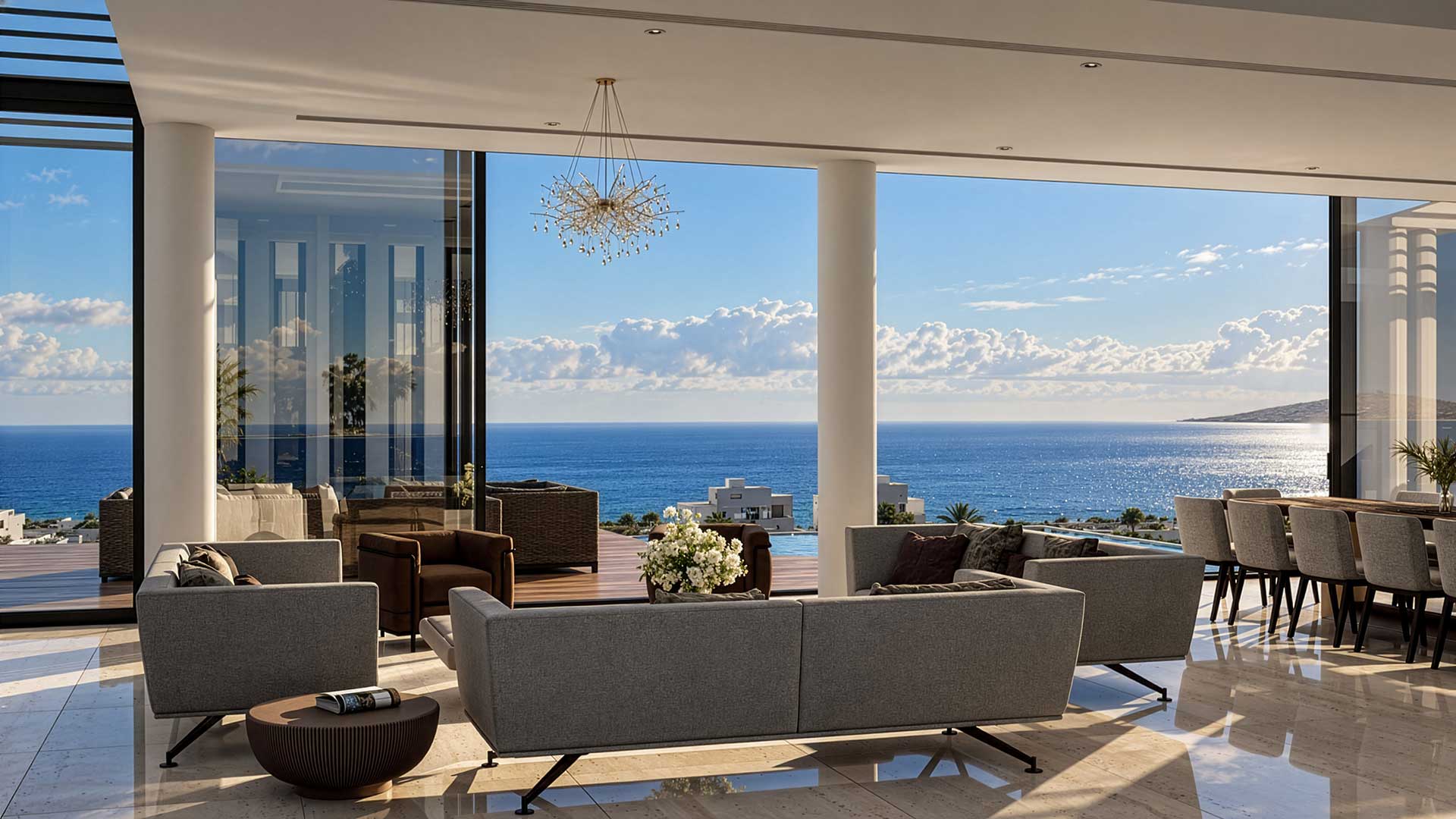 dining room with view