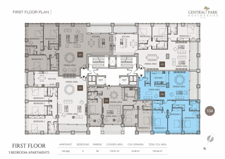 Central Park Residences FLOOR PLANS APT 104